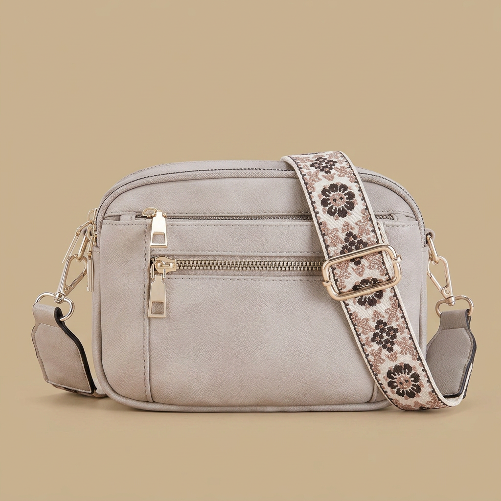 Crossbody Bag with Embroidered Strap