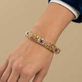 Bangle Bracelet with Floral Enamel
