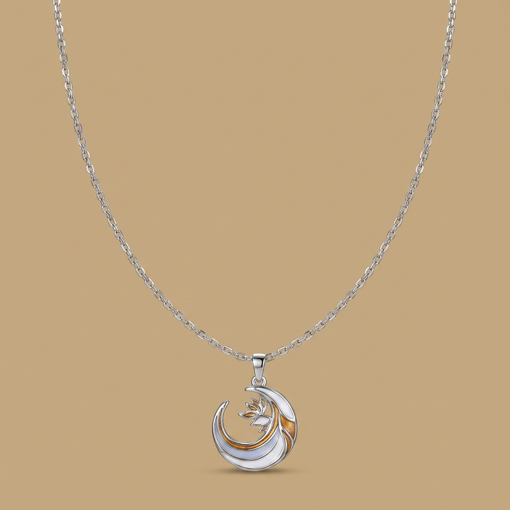Pendant Necklace Crescent Enamel