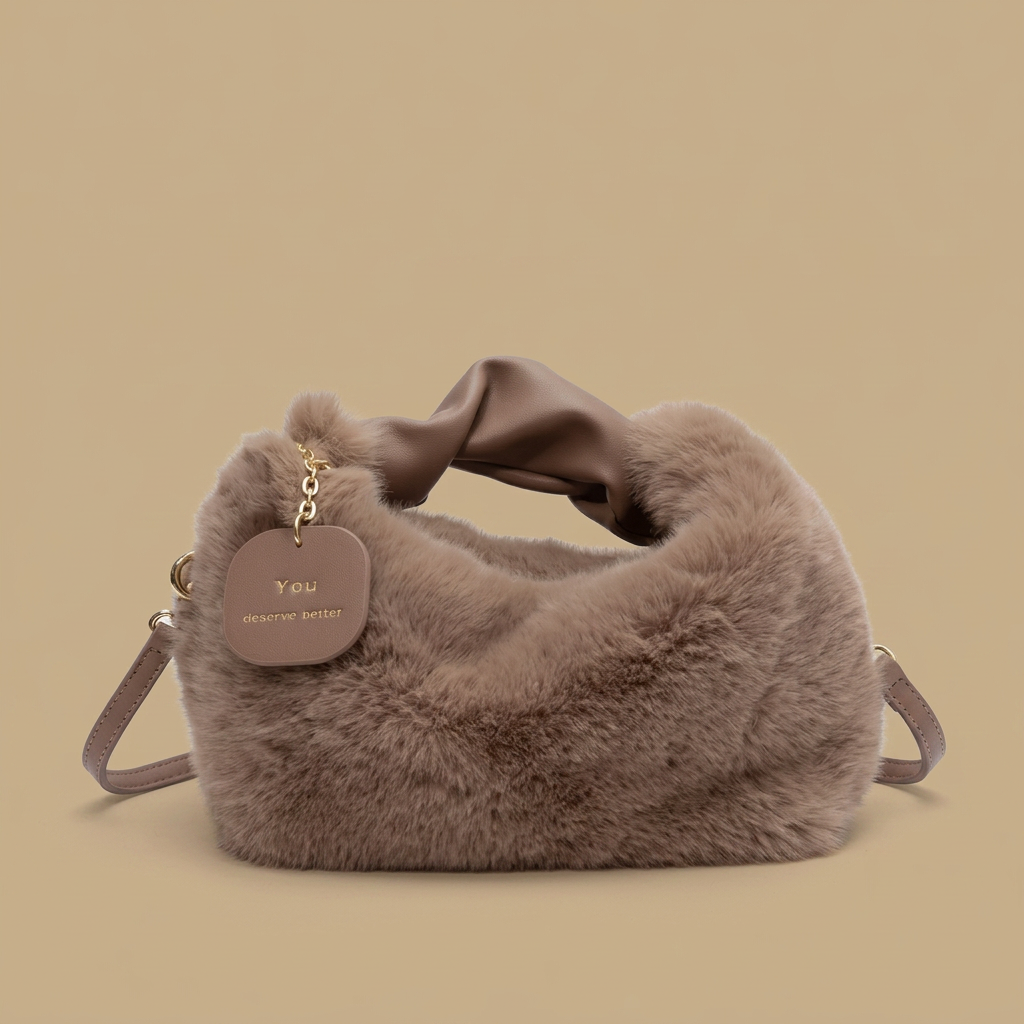 Shoulder Bag Faux Fur Handle