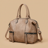 Shoulder Bag with Dual Zippers