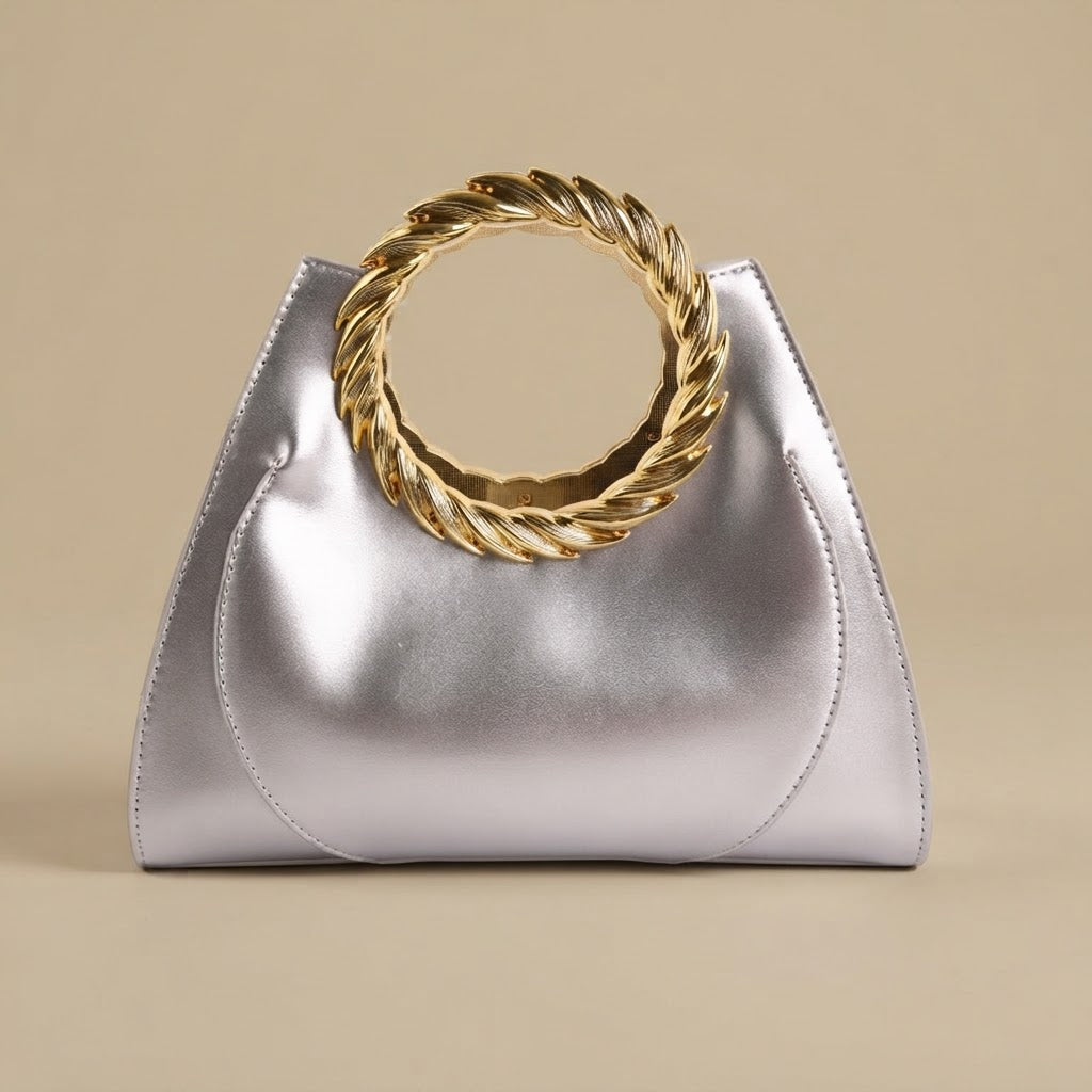 Hobo Bag with Gold Ring Handle