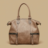 Shoulder Bag with Dual Zippers