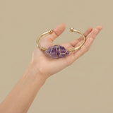 Bangle Bracelet with Wire-Wrapped Gemstone