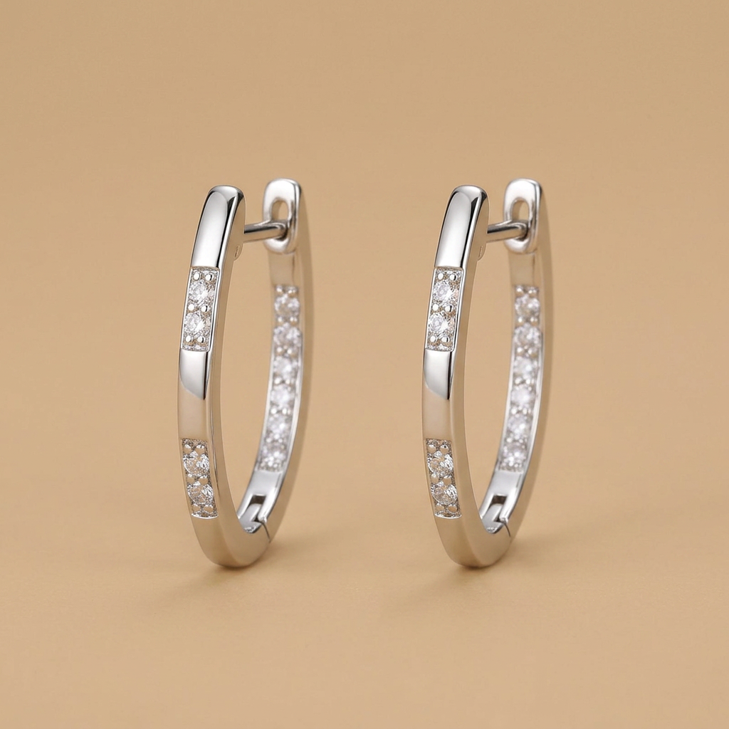Earrings with Oval Zirconia