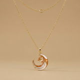 Pendant Necklace Crescent Enamel