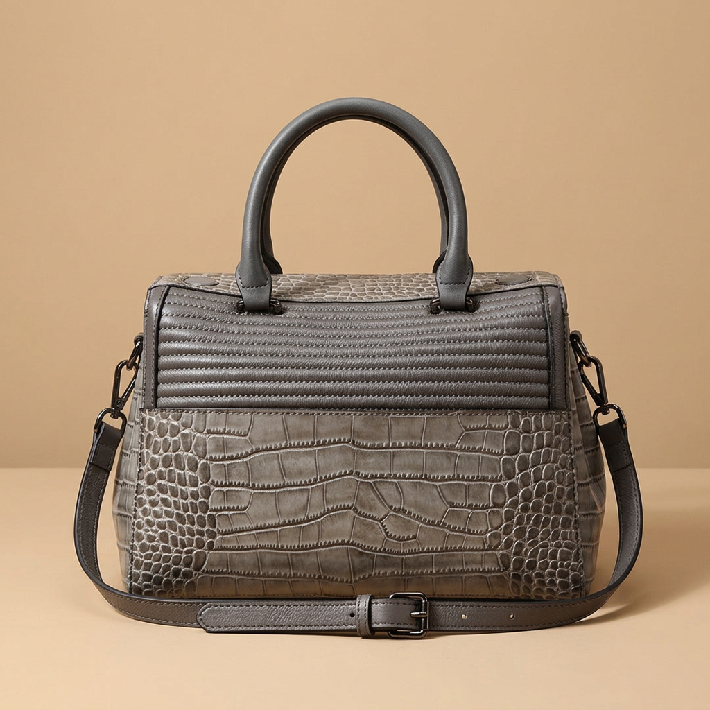 Shoulder Bag Croc Embossed Leather