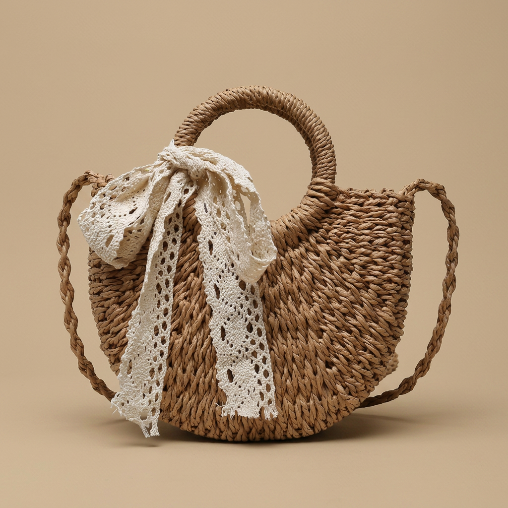 Crossbody Bag Woven Rattan Straw