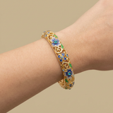 Bangle Bracelet with Floral Enamel
