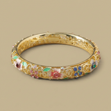 Bangle Bracelet with Floral Enamel