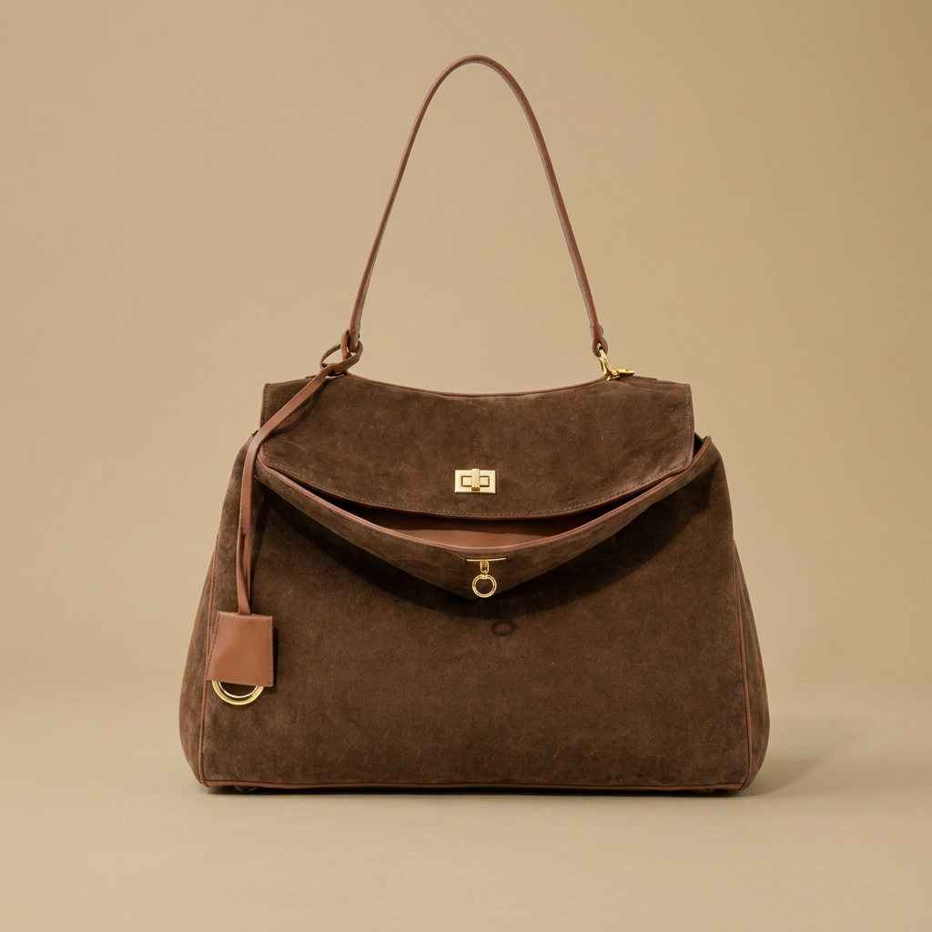 Shoulder Bag Women Suede Leather Work Handbag