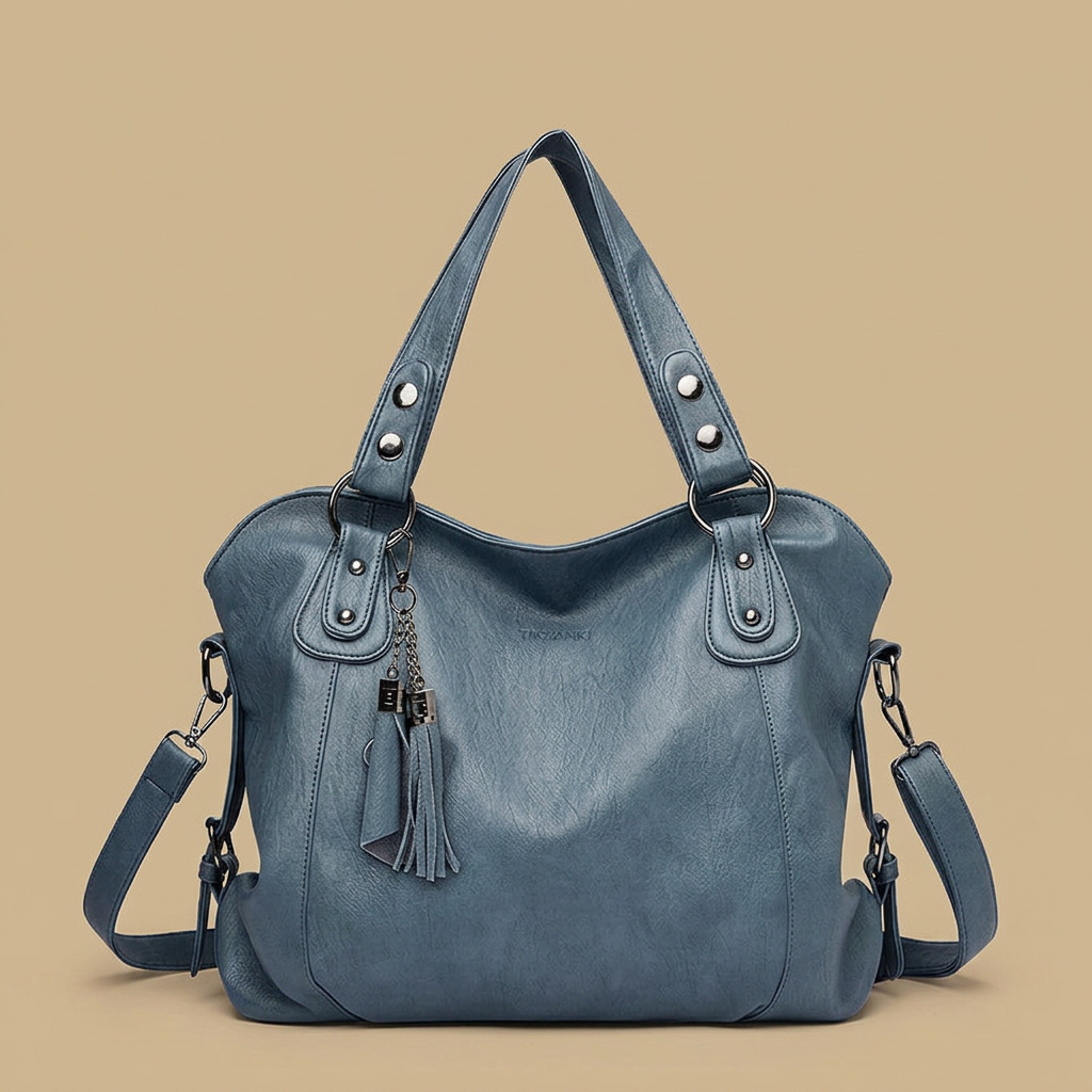 Tote Bag Women Studded Leather Tassel Handbag