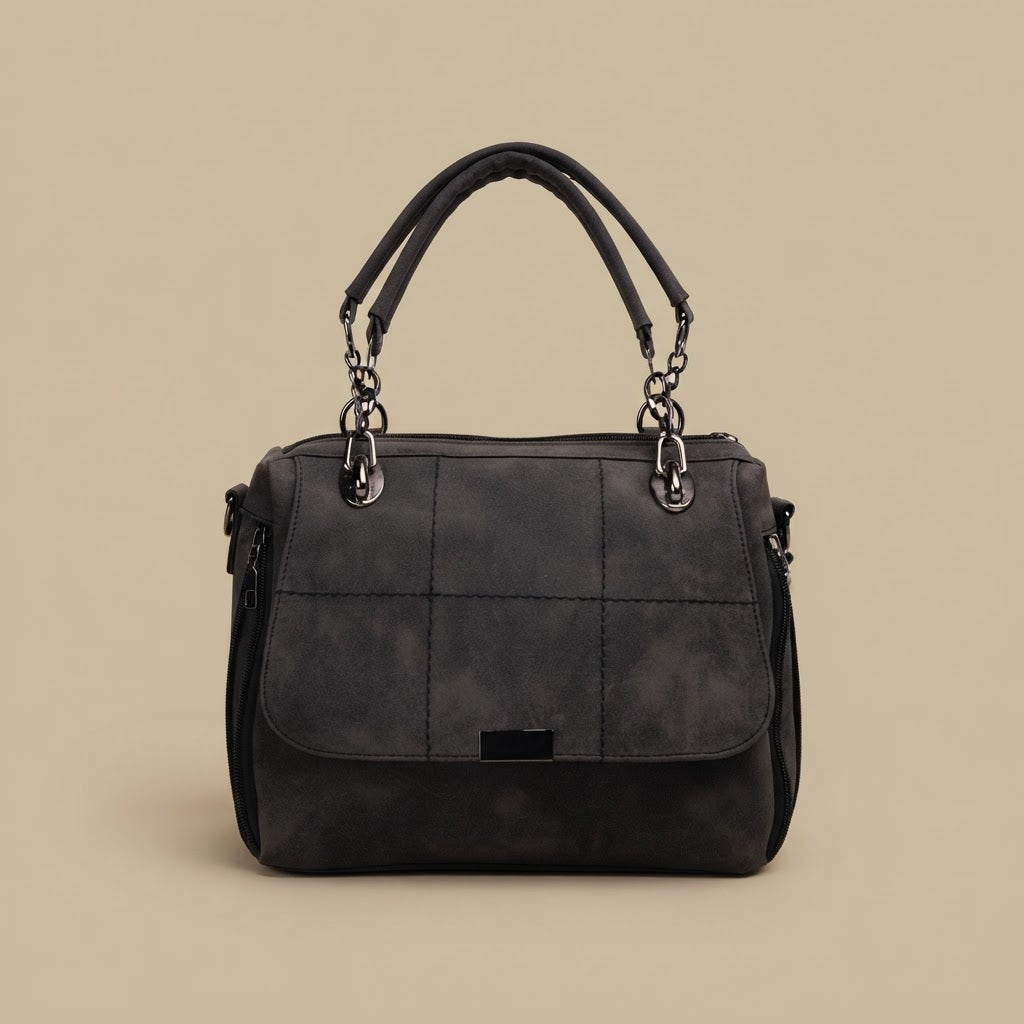 Shoulder Bag with Chain Accents