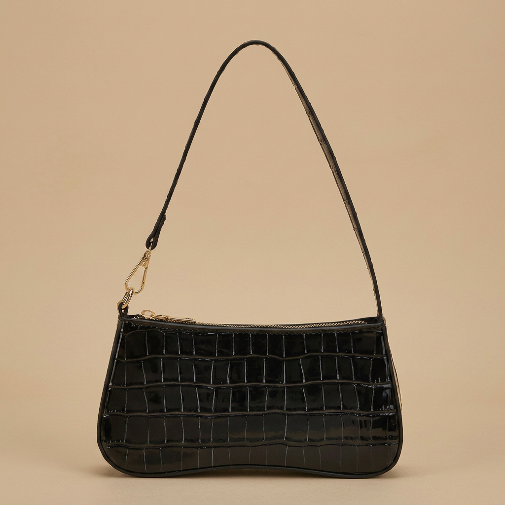 Shoulder Bag with Croc Texture
