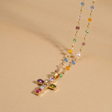 Necklace with Gemstone Cross Charm