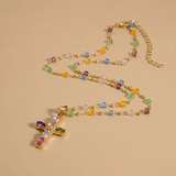 Necklace with Gemstone Cross Charm