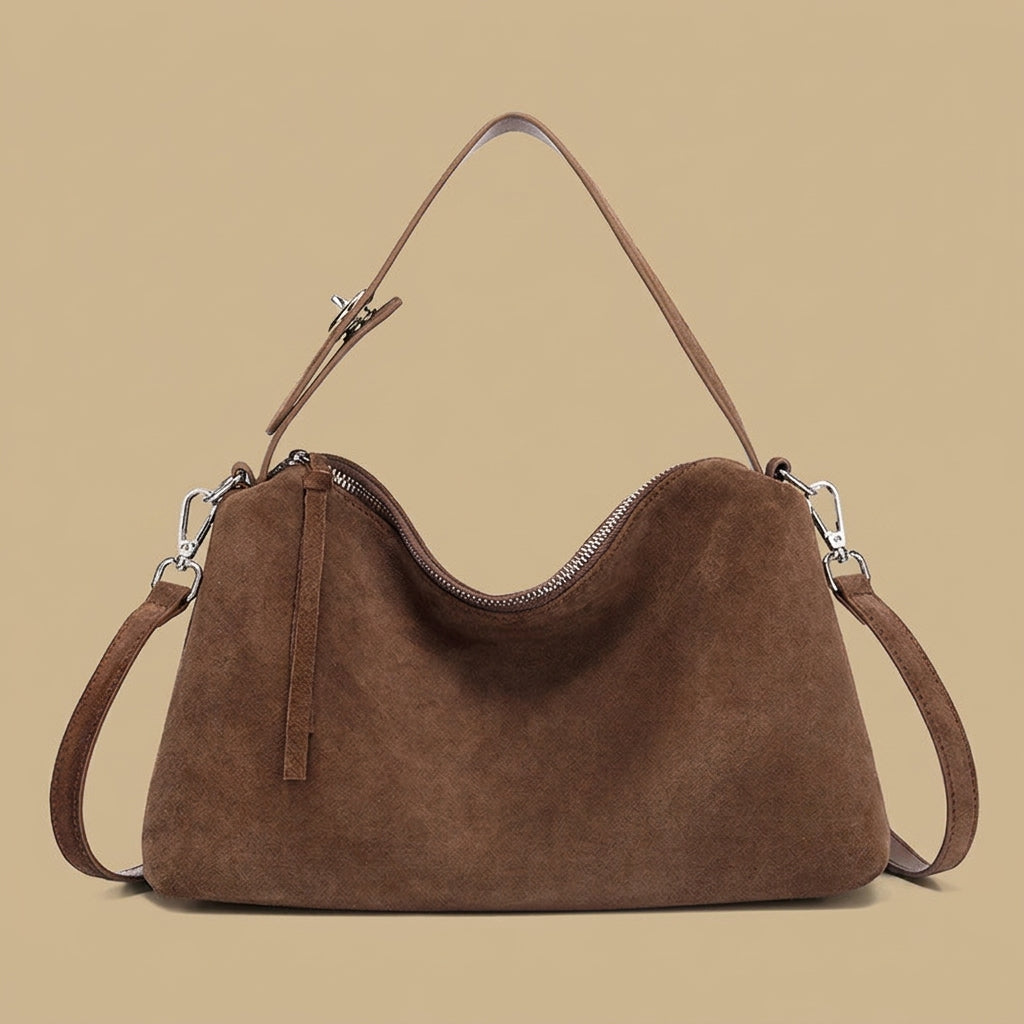 Genuine Suede Leather Tote Shoulder Bag