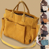 Tote Bag with Corduroy Pockets