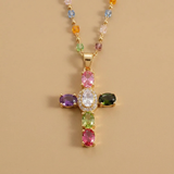 Necklace with Gemstone Cross Charm