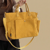 Tote Bag with Corduroy Pockets