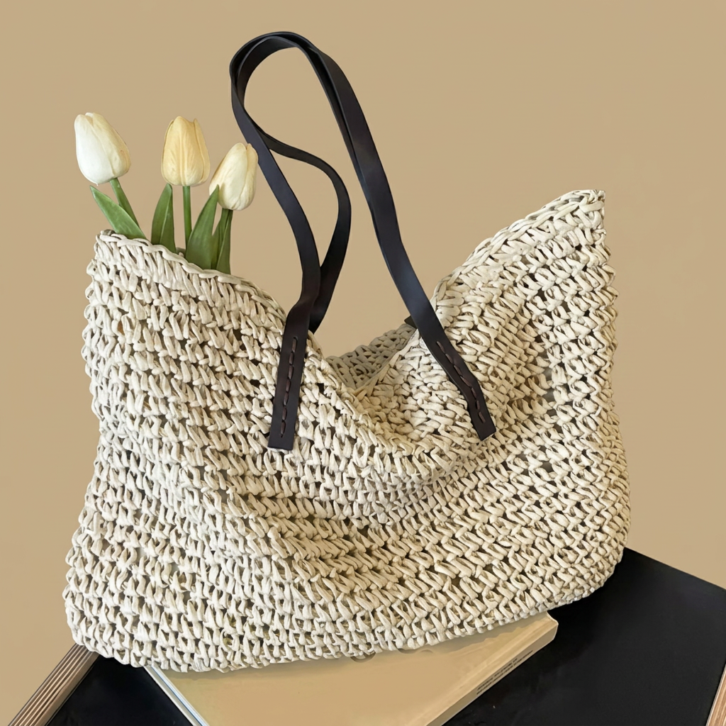 Tote Bag with Woven Texture
