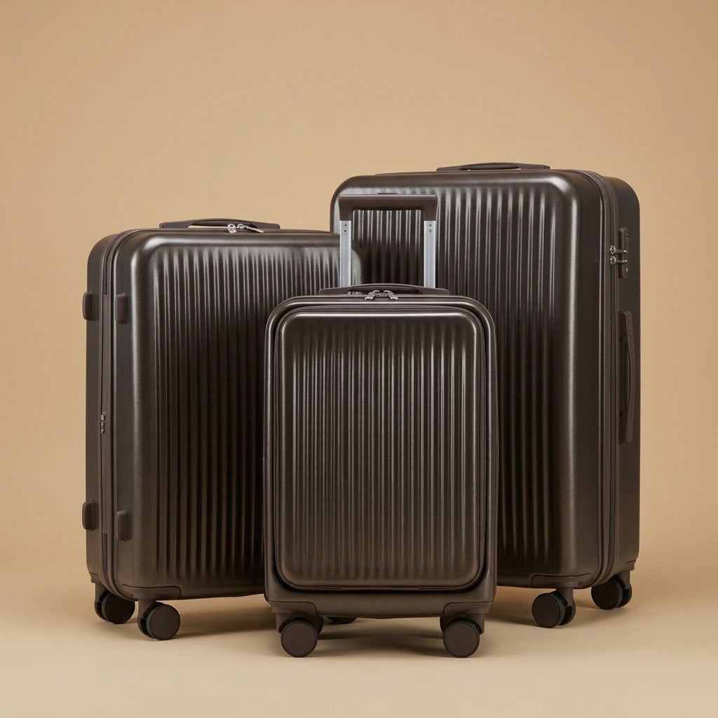 2-Piece Front-Opening Carry-On Set with Cosmetic Case