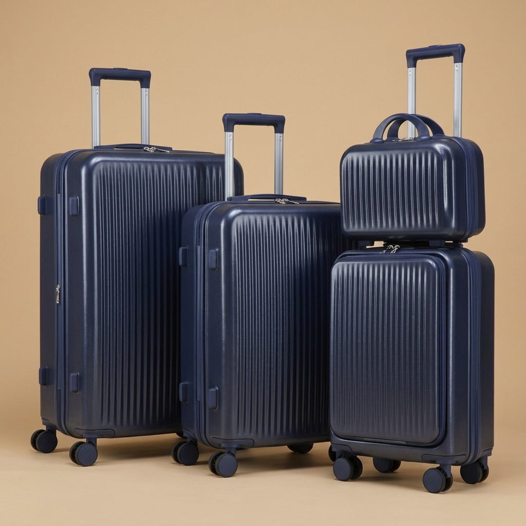2-Piece Front-Opening Carry-On Set with Cosmetic Case