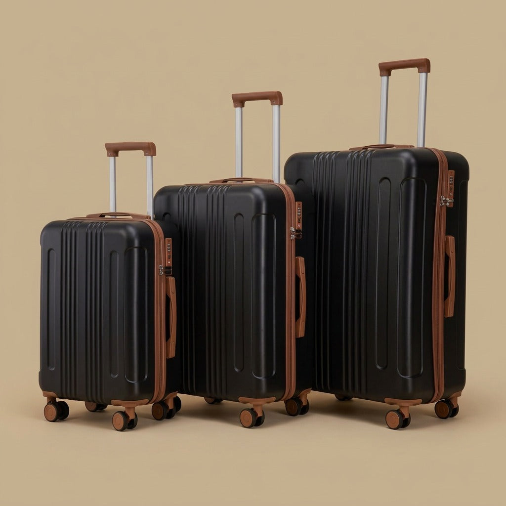Two-Tone 3-Piece Spinner Luggage Set with TSA Lock