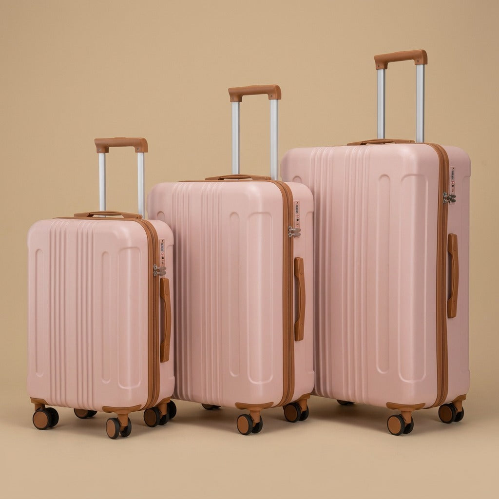 Two-Tone 3-Piece Spinner Luggage Set with TSA Lock