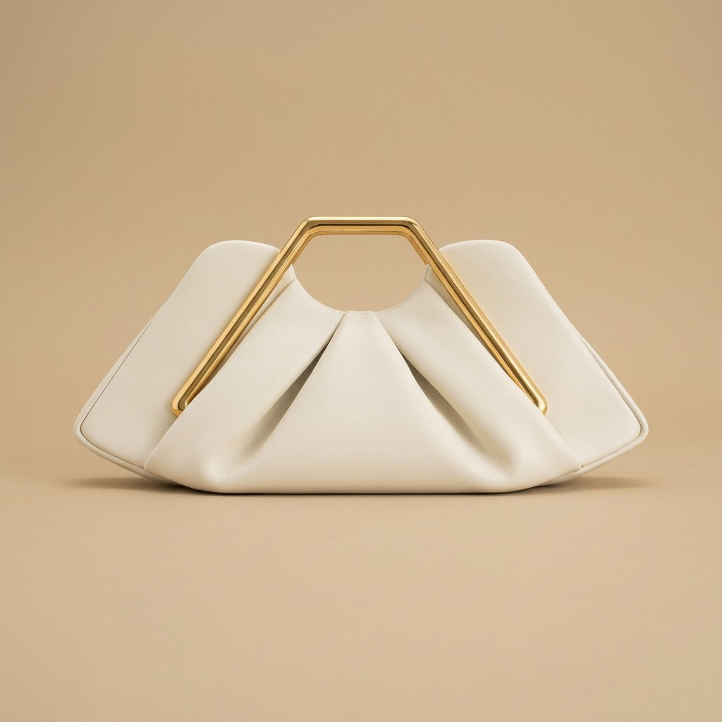 Womens Retro-Style Framed Pleated Cloud Bag