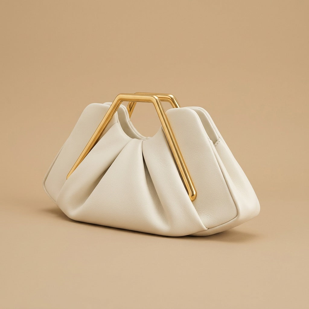 Womens Retro-Style Framed Pleated Cloud Bag