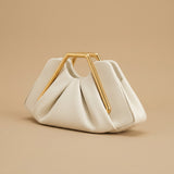 Womens Retro-Style Framed Pleated Cloud Bag
