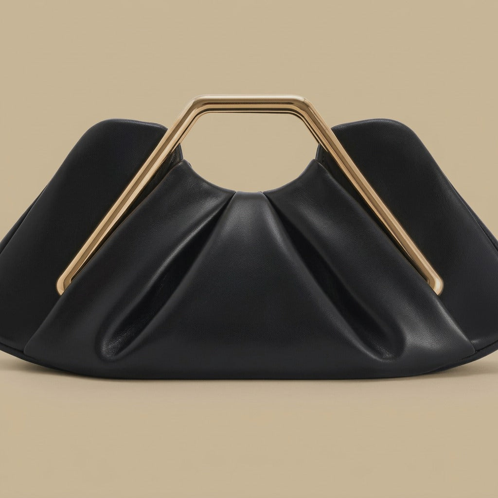 Womens Retro-Style Framed Pleated Cloud Bag