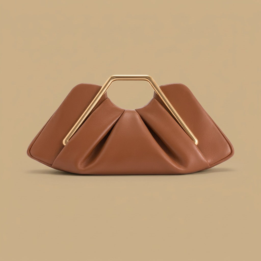 Womens Retro-Style Framed Pleated Cloud Bag
