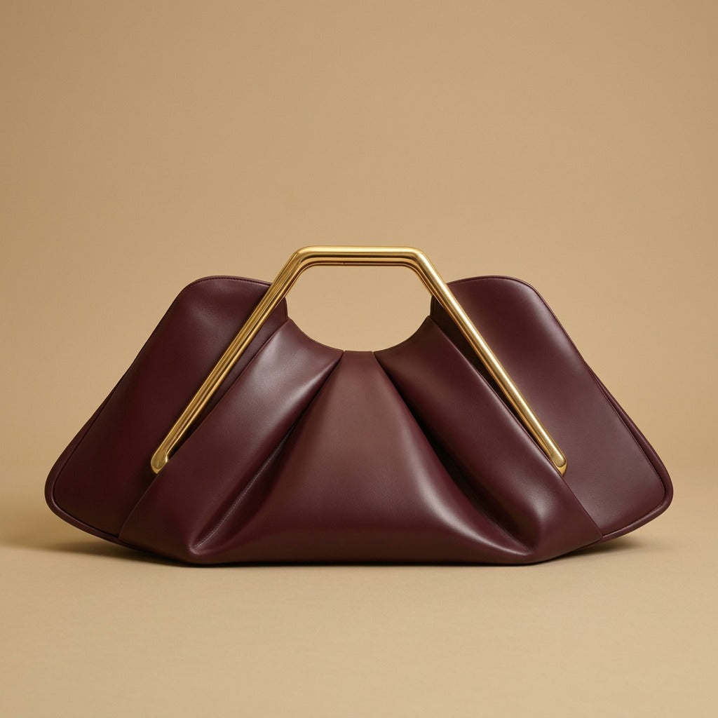 Womens Retro-Style Framed Pleated Cloud Bag
