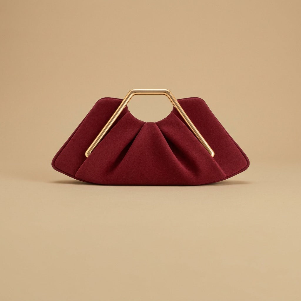 Womens Retro-Style Framed Pleated Cloud Bag