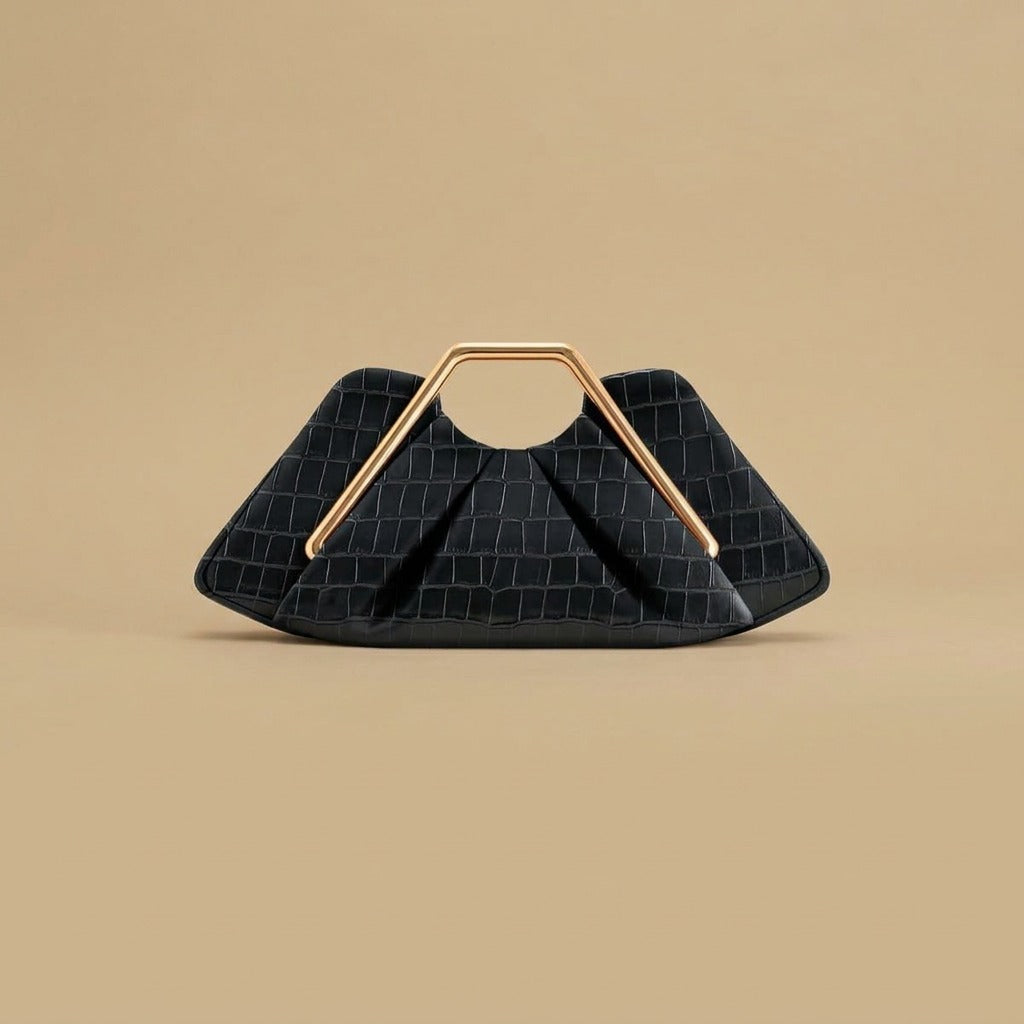 Womens Retro-Style Framed Pleated Cloud Bag