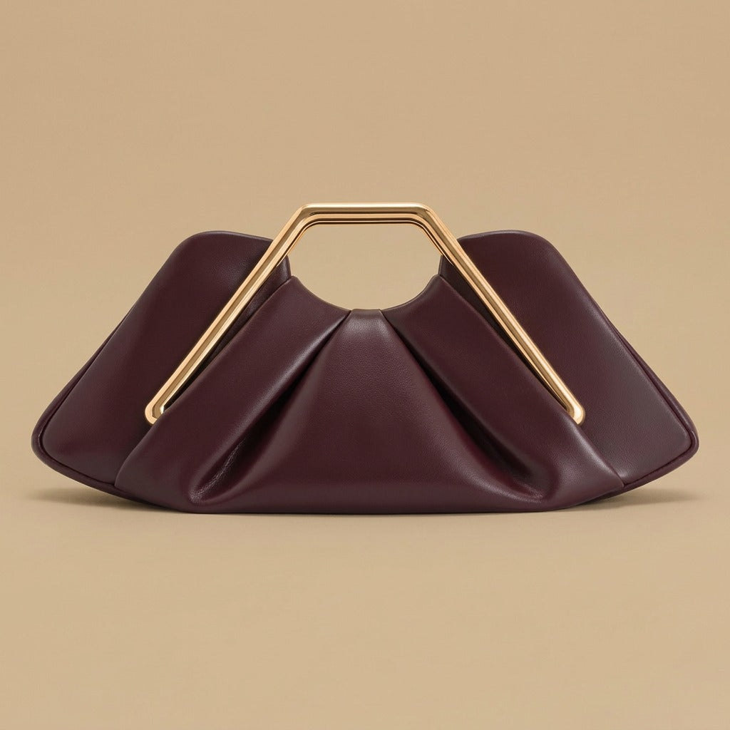 Womens Retro-Style Framed Pleated Cloud Bag