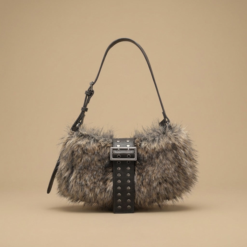 Plush Underarm Bag Single-shoulder And Crossbody Style