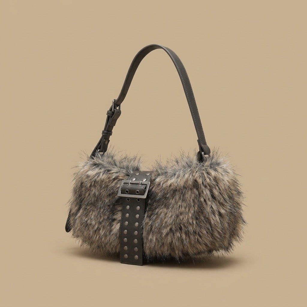 Plush Underarm Bag Single-shoulder And Crossbody Style