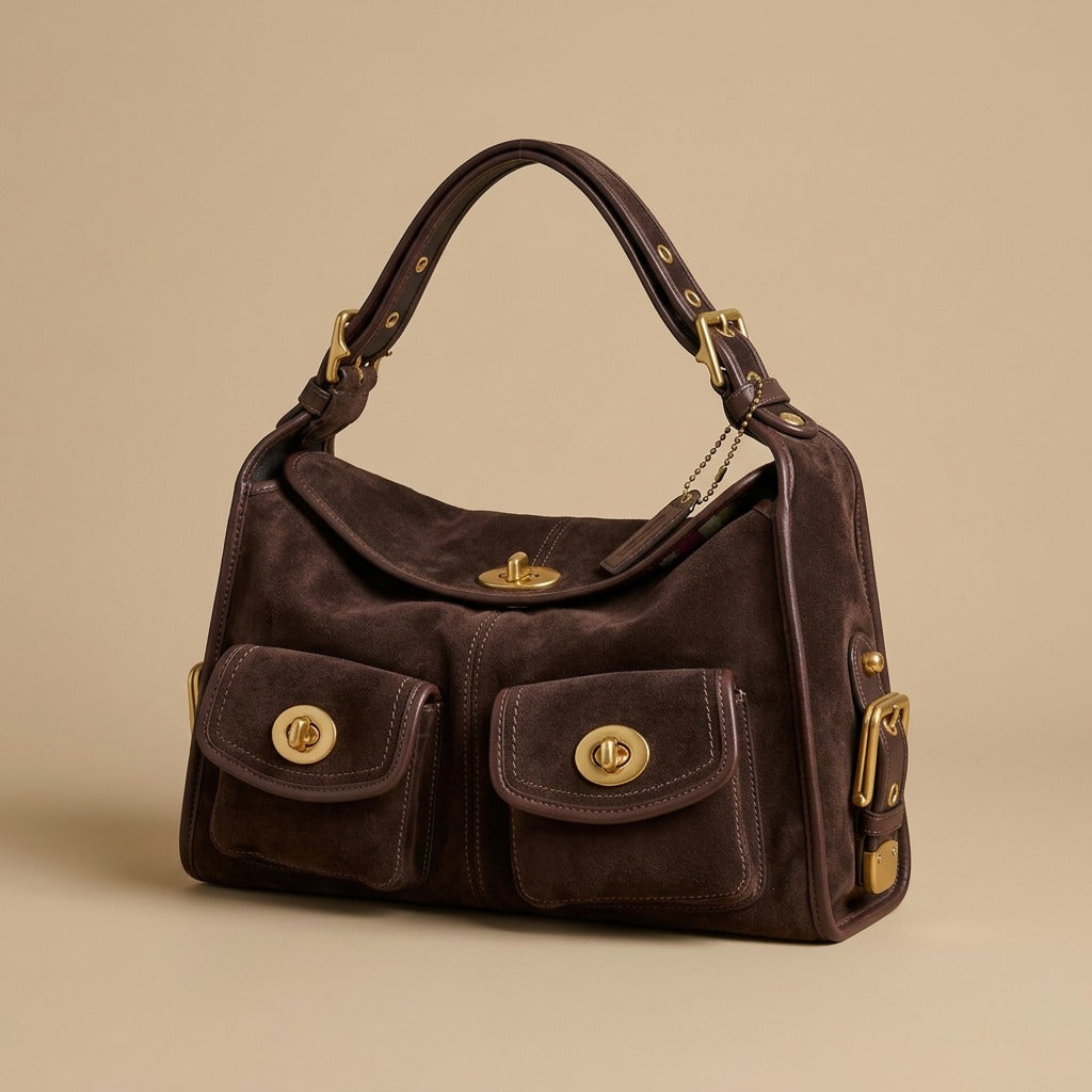 Retro Minimalist Versatile Womens Commuter Shoulder Bag With Multiple Pockets