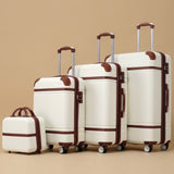 Vintage 4-Piece Luggage Set with Cosmetic Case
