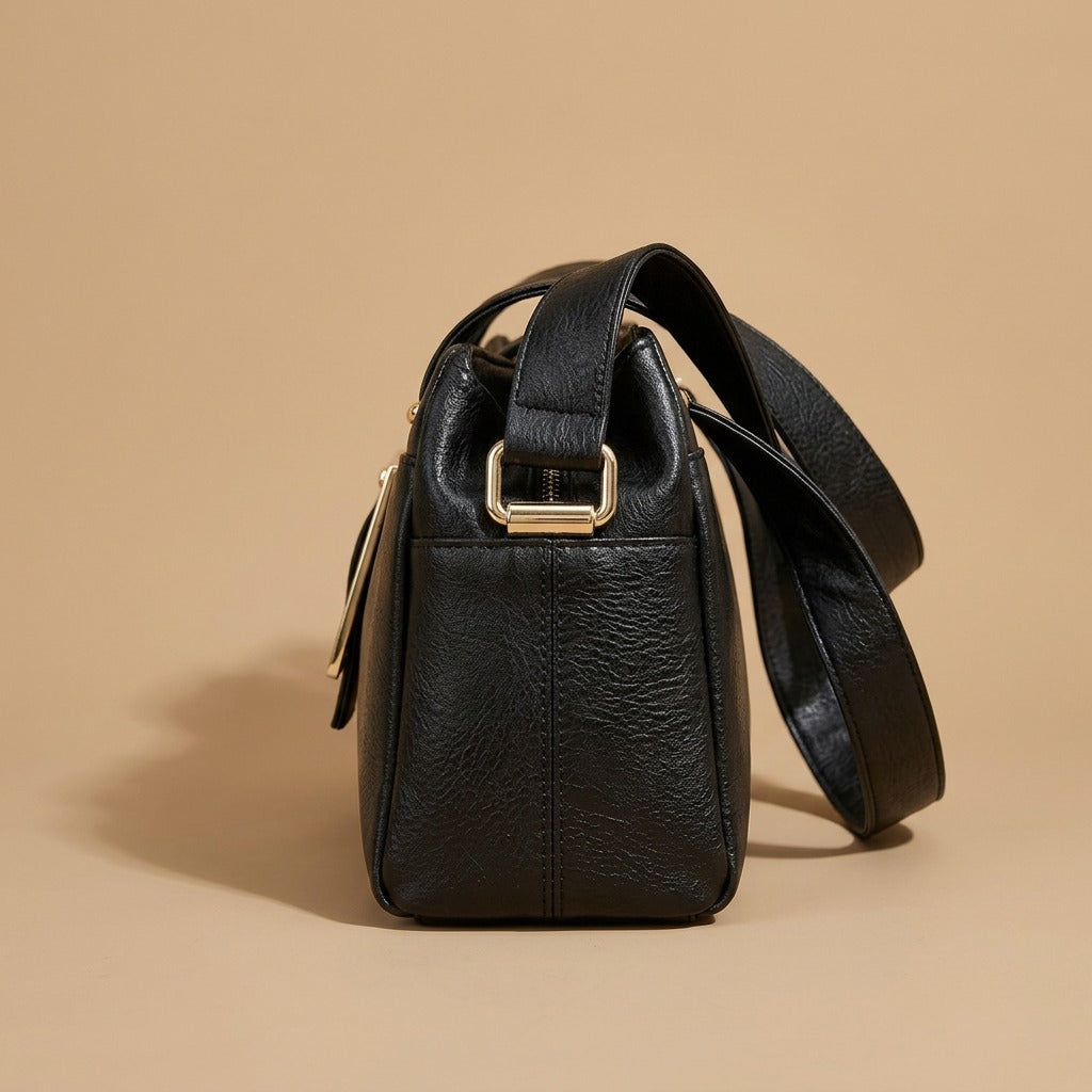 Retro Metal Buckle Soft Leather Handbag With A Simple Bag