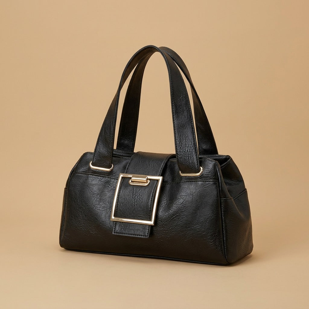 Retro Metal Buckle Soft Leather Handbag With A Simple Bag
