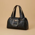 Retro Metal Buckle Soft Leather Handbag With A Simple Bag