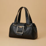 Retro Metal Buckle Soft Leather Handbag With A Simple Bag