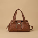 Retro Metal Buckle Soft Leather Handbag With A Simple Bag