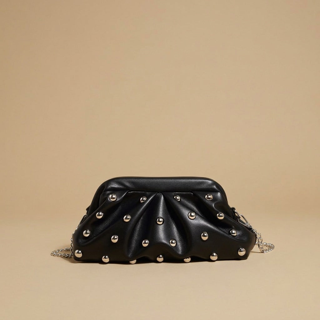 Pleated Dumpling Bag Rivet Chain Shoulder Messenger Bag