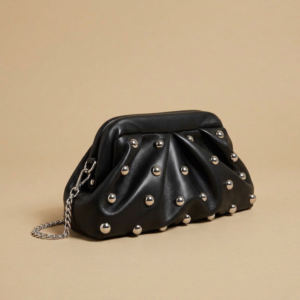 Pleated Dumpling Bag Rivet Chain Shoulder Messenger Bag