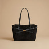 Vintage Suede Patchwork Large Shoulder Tote Bag